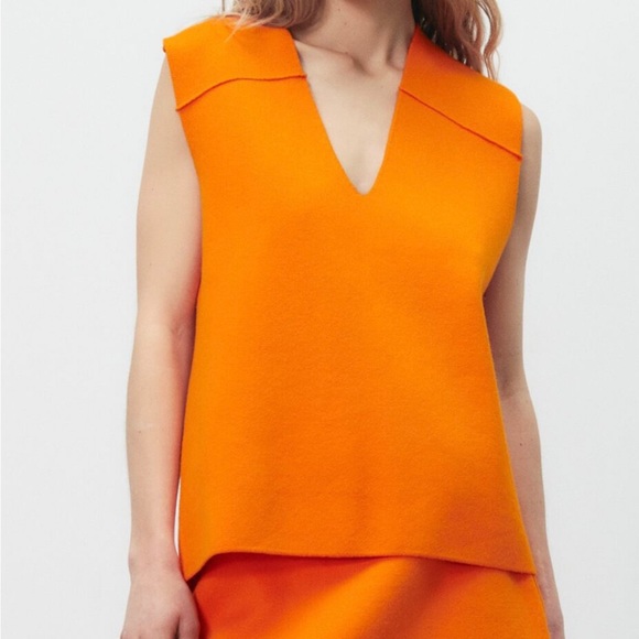 Zara Sale Oversized Knit Vest- Color Orange- Size S - Picture 3 of 5
